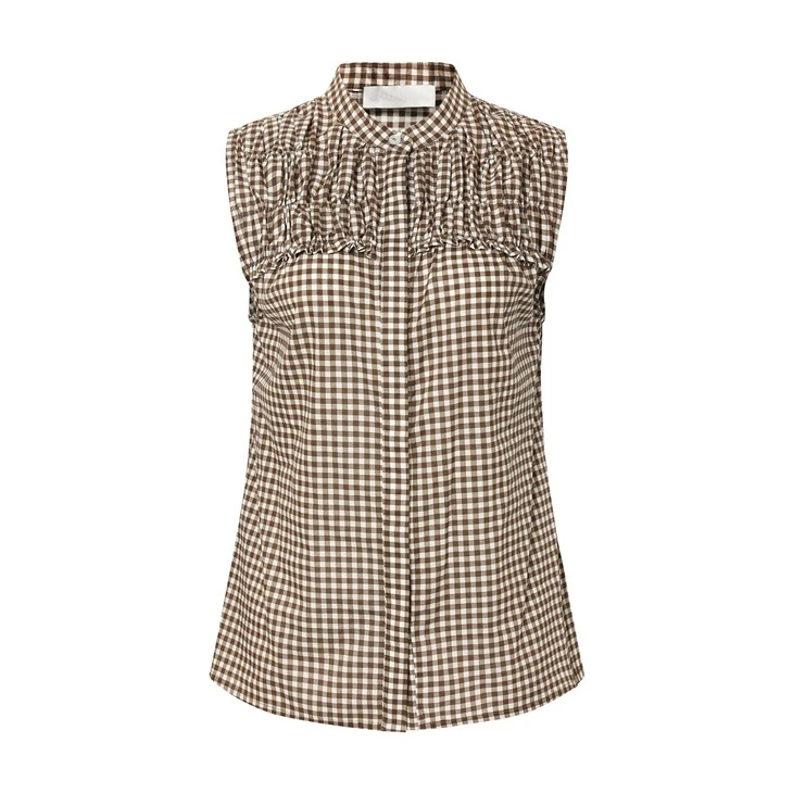 Checkered Sleeveless Blouse For Women Checkered Sleeveless Blouse For Women