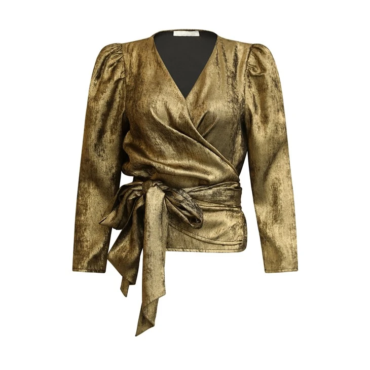 Long Sleeves Golden Blouse
